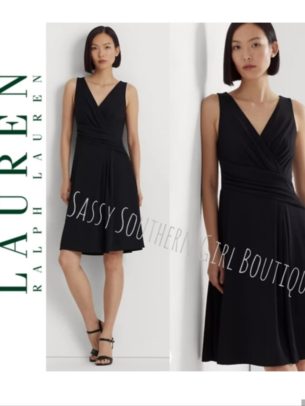 🆕⭐ Lauren Ralph Lauren Black Sleeveless Jersey Dress